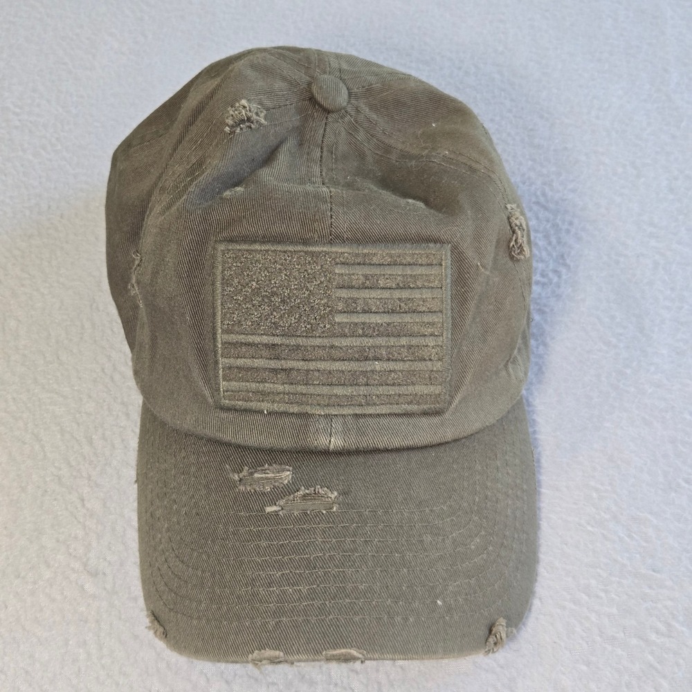KBETHOS Baseball Cap Unisex OSFM Olive Green Distressed American Flag Tactical